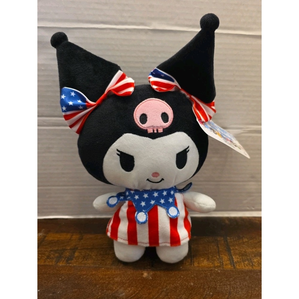 Sanrio Kuromi Patriotic Plush 4th of July Red White Blue Stars Stripes Bows NWT